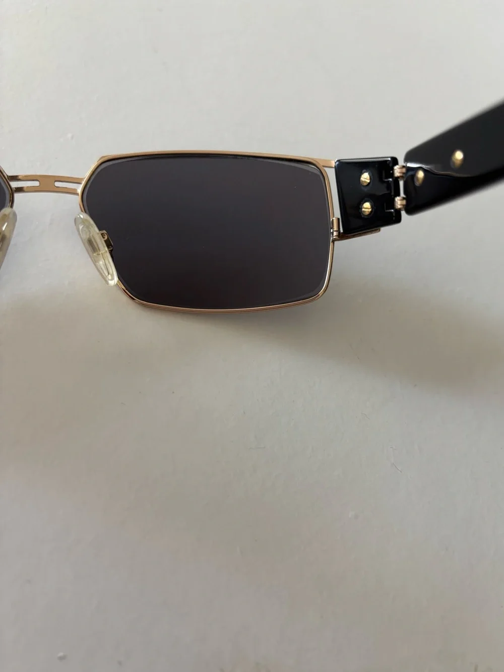 VINTAGE CAZAL Germany Mod 924 Col 302 Black Gold Rectangle Sunglasses  EUC